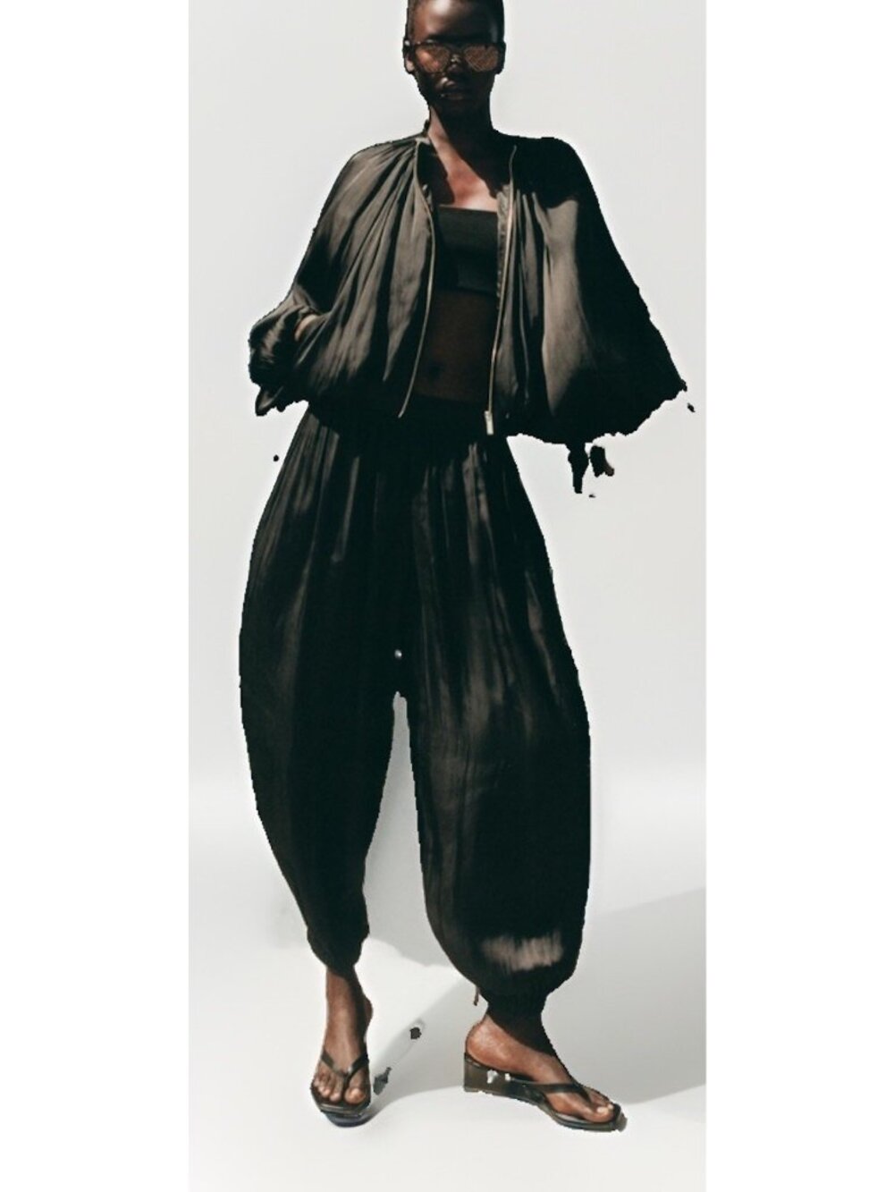 Zara Large Satin Black Harem Balloon Pants Boho Chic Night Out Formal.    O